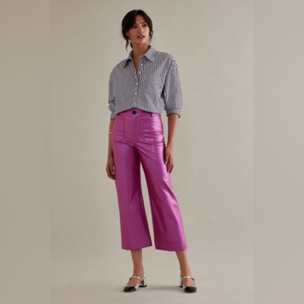 Maeve by Anthropologie Metallic Pink Faux Leather Pants | Size 29 | High Rise